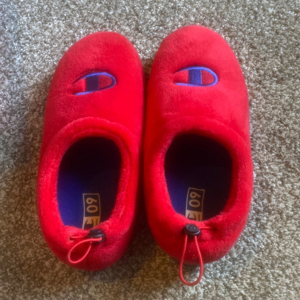 Champion slippers with box.